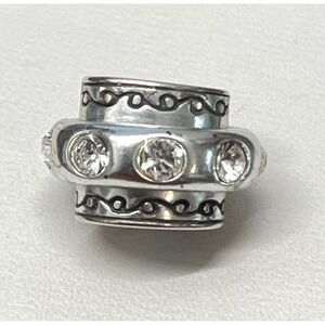 BRIGHTON Silver Tone Dazzle Enamel Crystal Rhinestone Spacer Bead Charm